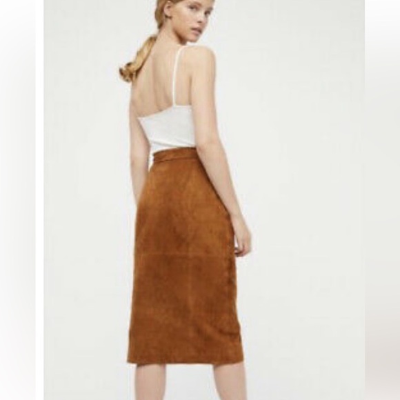 Free People Tan Suede Midi Skirt - Picture 6 of 13